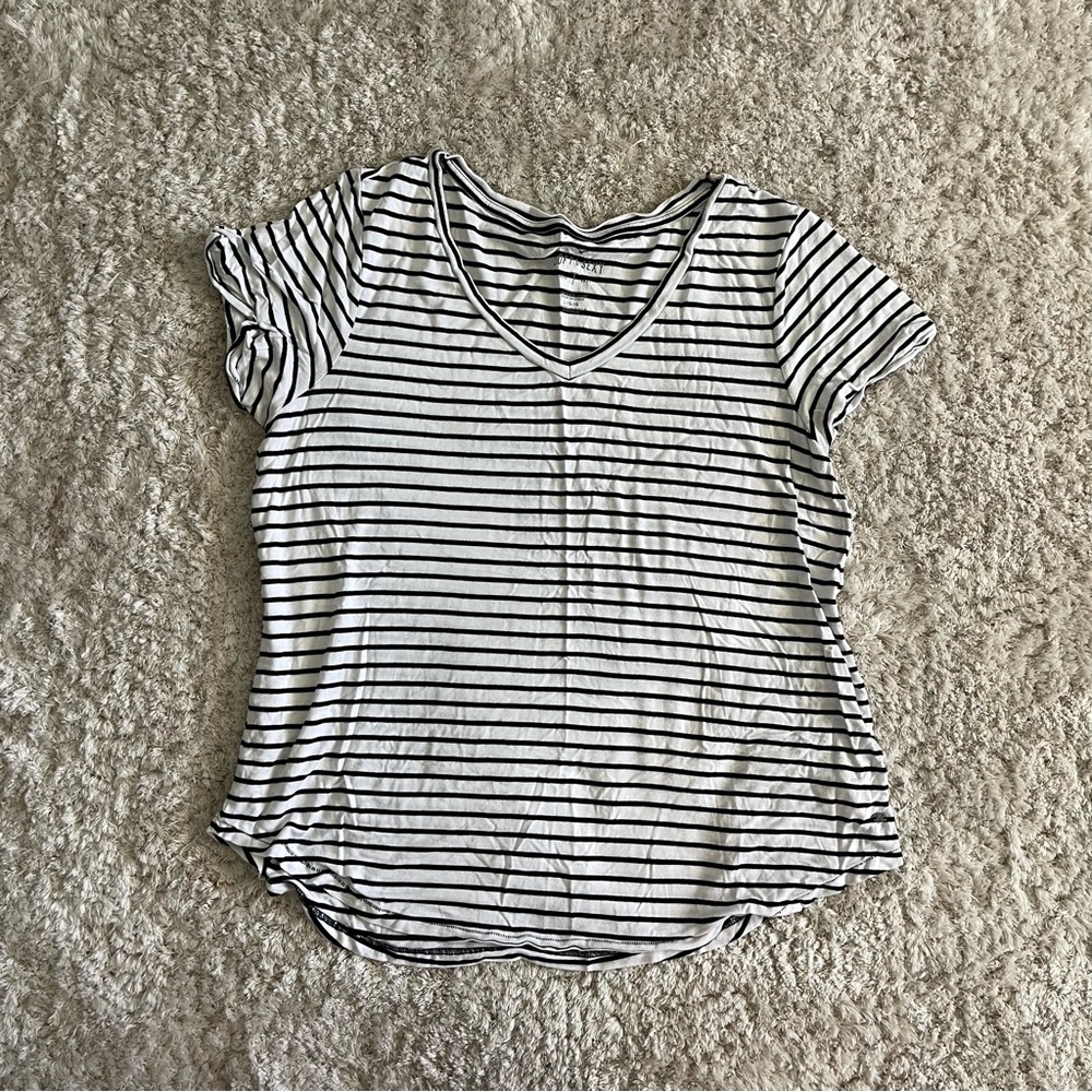 American eagle soft + sexy white stripped Tee